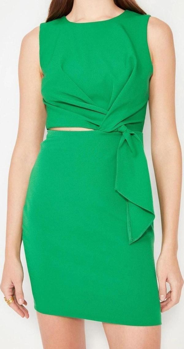 Moda Fit Mezuniyet Balo Finike Dokuma Bisiklet Yaka Kolsuz Kol Bodycone Mini Boy Elbise - Image 1