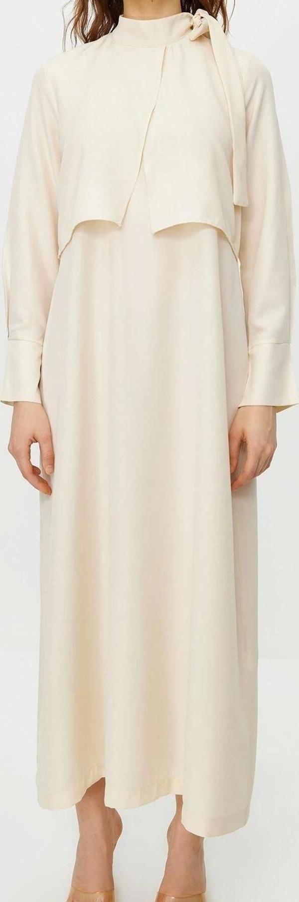 Moda Regular Günlük Terryviskon Dokuma Boyundan Bağlamalı Uzun Kol A-Line Maxi Boy Tesettür Elbise - Image 1