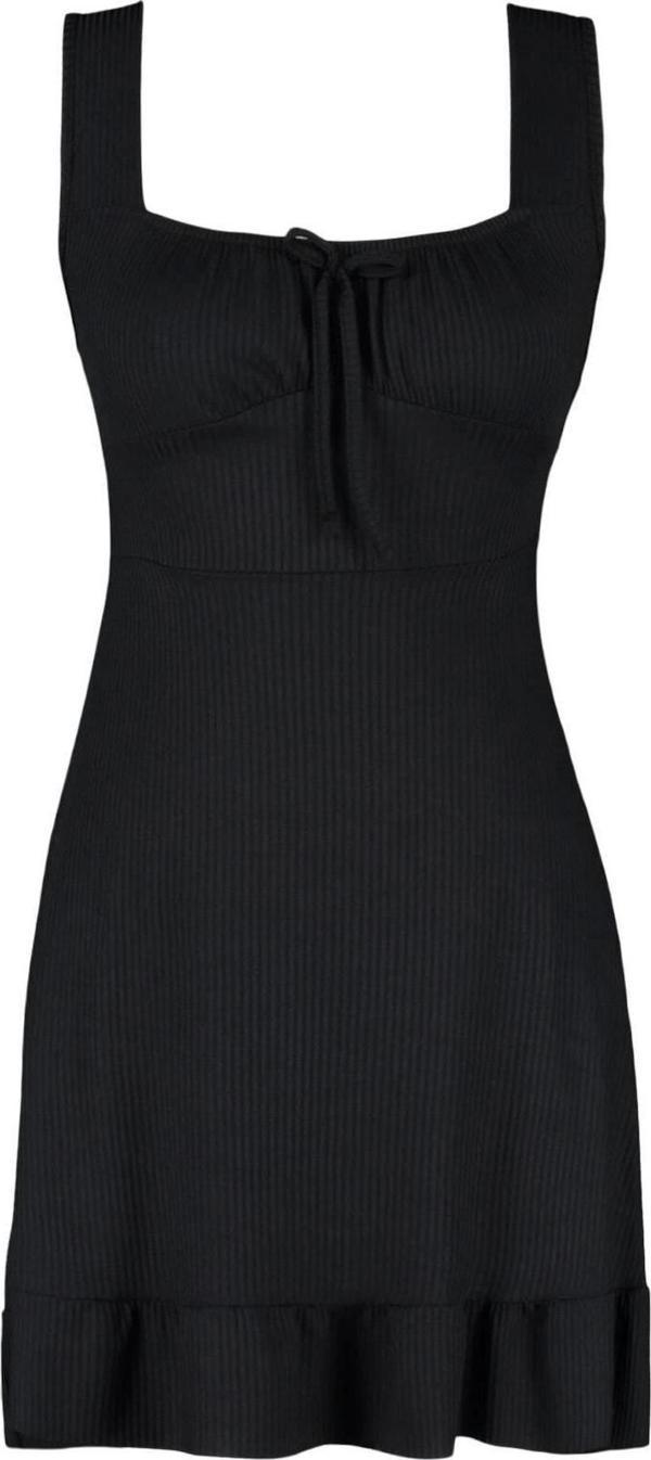 Moda Regular Casual Günlük Polyester Kaşkorse Örme Kare Yaka Kolsuz Kol A-Line Mini Boy Elbise - Image 1