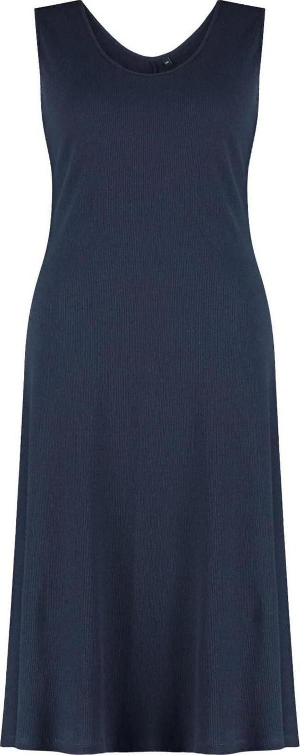 Moda Rahat Casual Günlük Kaşkorse Örme V Yaka Askılı Kol A-Line Midi Boy Büyük Beden Elbise - Image 1