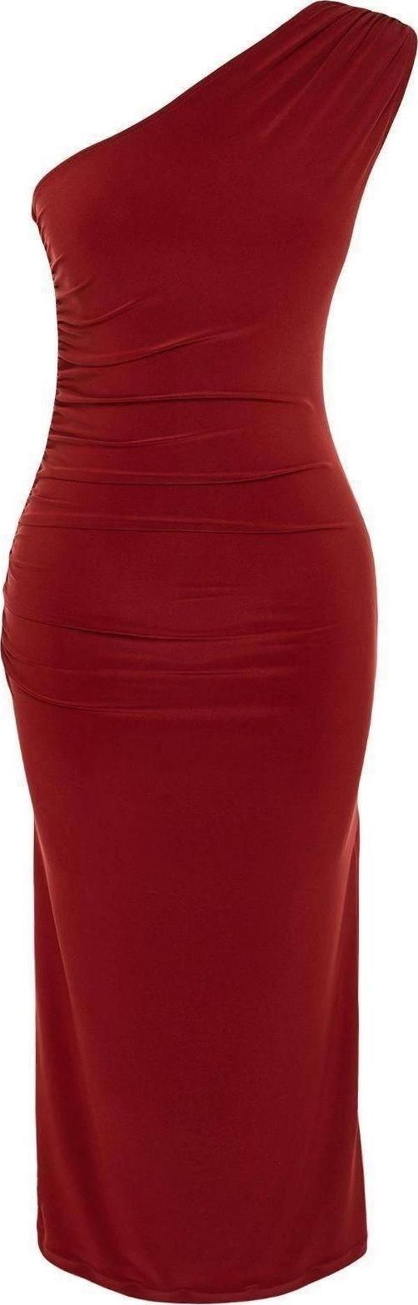 Moda Slim Casual Günlük Kalın Sandy Örme Asimetrik Yaka Kolsuz Kol Bodycone Midi Boy Elbise - Image 1