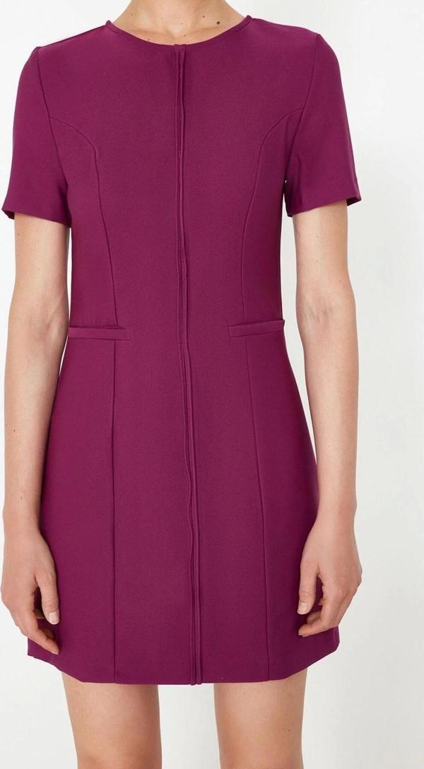 Moda Regular Gündüz Gece Finike Dokuma Bisiklet Yaka Kısa Kol Bodycone Mini Boy Elbise - Image 1