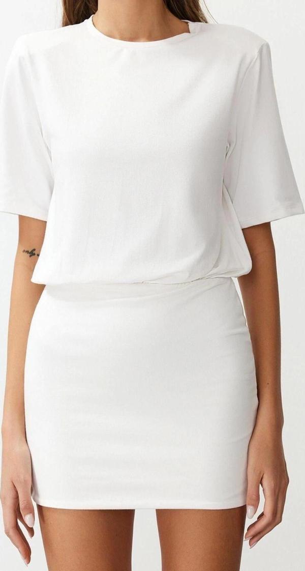 Moda Regular Casual Günlük Lycra Pes Kumaş Örme Bisiklet Yaka Kısa Kol Bodycone Mini Boy Elbise - Image 1