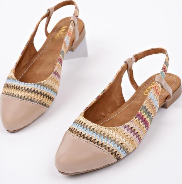 Muggo ROSHAN Arkası Açık Hasır Kadın Günlük Kısa Topuklu Ayakkabı - Image 1