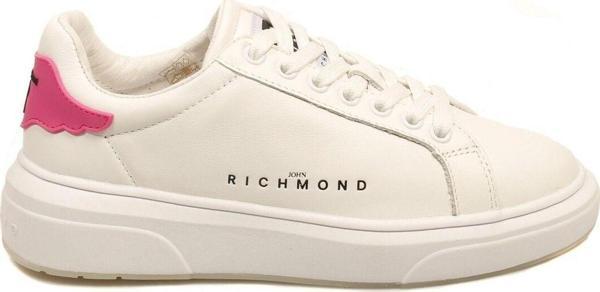 J. Richmond 1231 B Beyaz Arkası Pembe Detaylı Deri Kadın Sneacker - Image 1