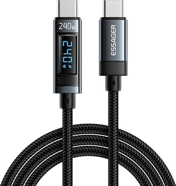 Essager Şarj Akım Korumalı Göstergeli 1MT PD 240W Type C Şarj Kablosu 480Mbps Macbook Laptop Şarj Kablosu - Image 1