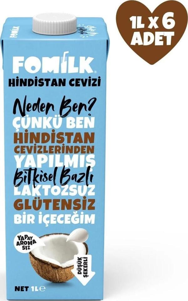 Hindistan Cevizi Sütü Glutensiz Bitkisel Bazlı Laktozsuz Vegan 1 L X 6 ADET - Image 1