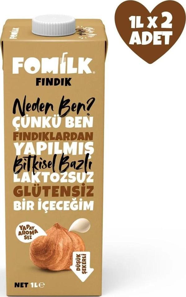 Fındık Sütü Glutensiz Bitkisel Bazlı Laktozsuz Vegan 1 L x 2 Adet - Image 1
