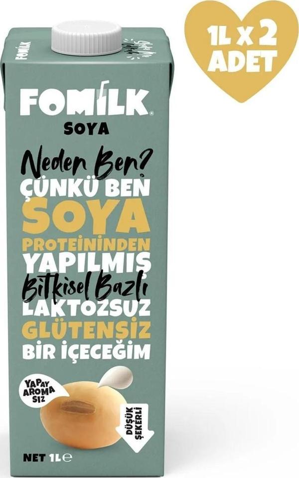 Soya Sütü Glutensiz Bitkisel Bazlı Laktozsuz Vegan 1 L x 2 Adet  - Image 1