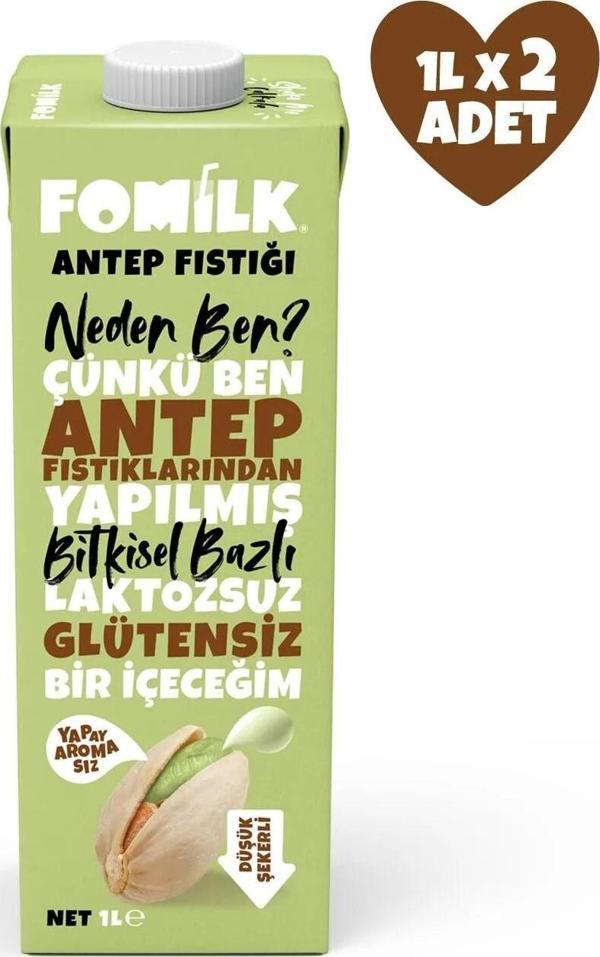 Antep Fıstığı Sütü Glutensiz Bitkisel Bazlı Laktozsuz Vegan 1 L x 2 Adet - Image 1