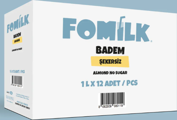 Fomilk Bitkisel Bazlı Şekersiz Badem İçeceği 1L x 12 - Image 1