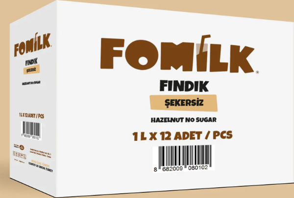 Fomilk Bitkisel Bazlı Şekersiz Fındık İçeceği 1L x 12 - Image 1