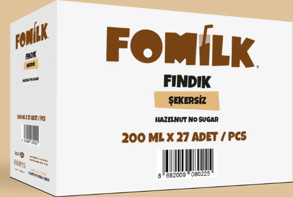 Fomilk Bitkisel Bazlı Şekersiz Fındık İçeceği 200ml. x 27 Adet - Image 1