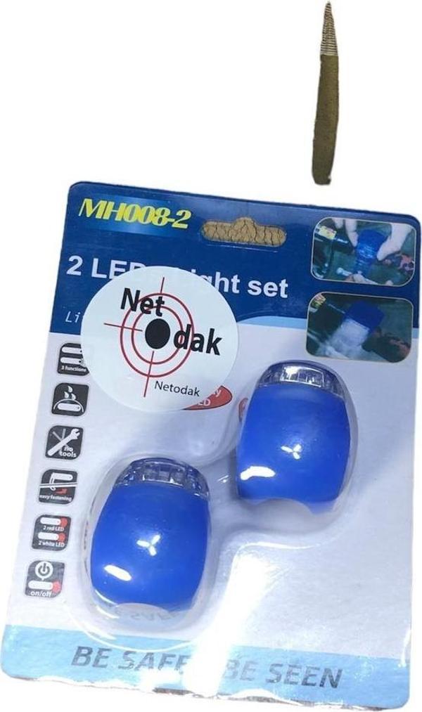 Mavi Renkli Bisiklet Lambası İki Adet Ledli Bisiklet Lambası Silikonlu Mavi Lamba - Image 1