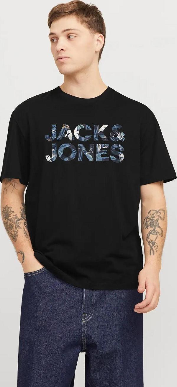 Jack&Jones Erkek Jjebryan Yazı Detaylı Bisiklet Yaka %100 Pamuk T-Shirt 12268127 Siyah - Image 1