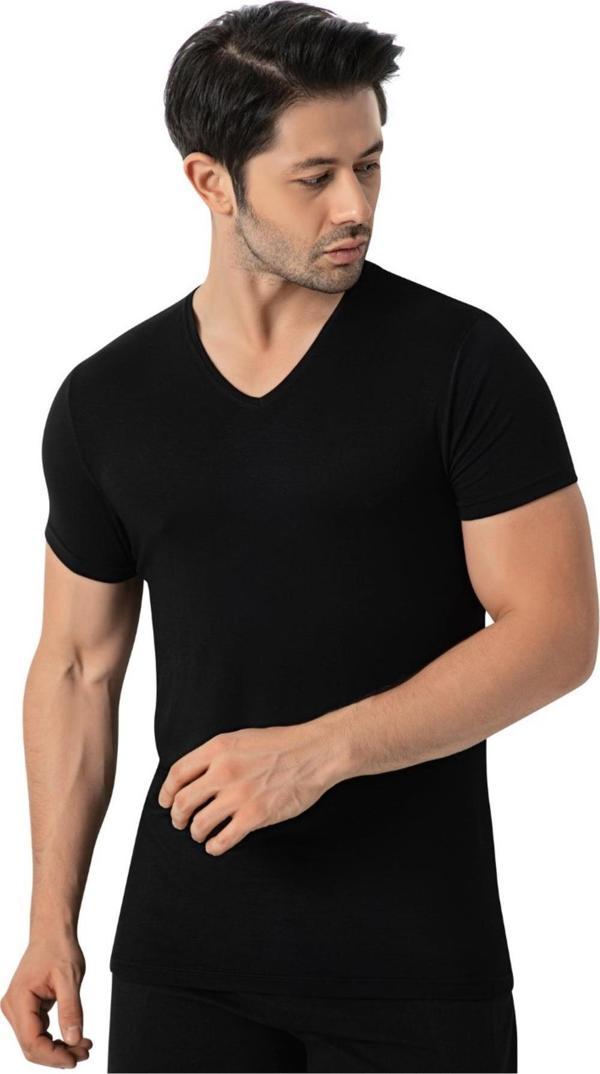 LÜX DRM 3905 Erkek Bambu V Yaka Kısa Kollu Fanila - Image 1