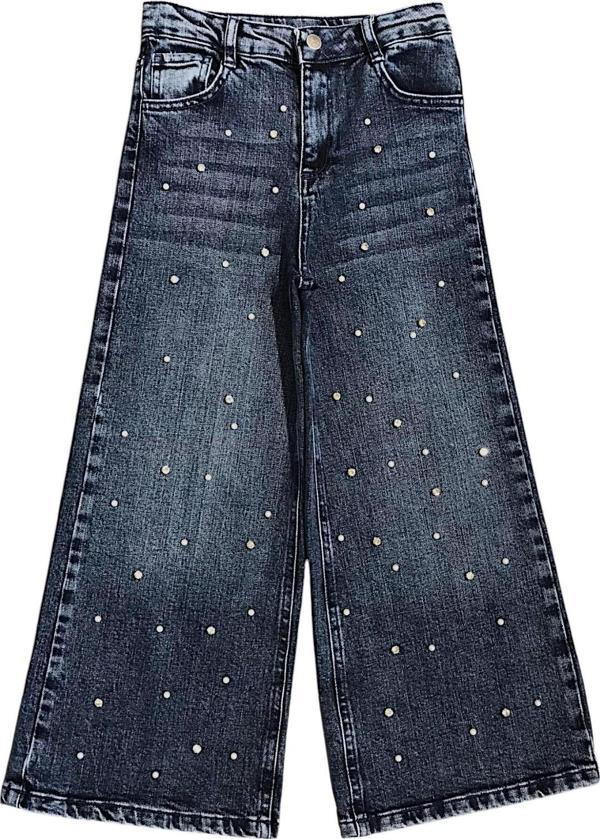 Kız Çocuk İnci ve Taşlı Jean Pantolon - Image 1