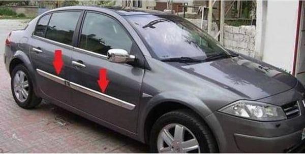 Renault Megane Uyumlu 2 Yan Kapı Çıtası 2004-2010 Paslanmaz Çelik Parça - Image 1