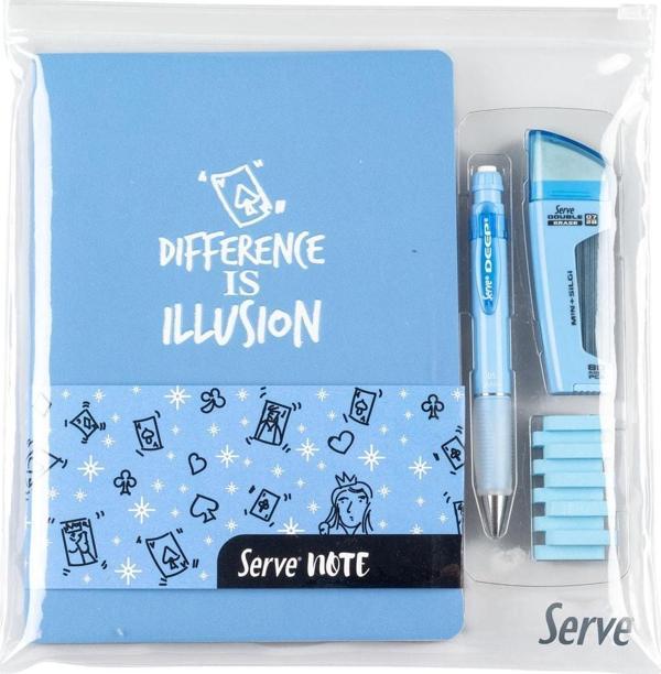 Serve Note Deep Eraser Steps Gök Mavisi Okul Seti 4'lü - Image 1