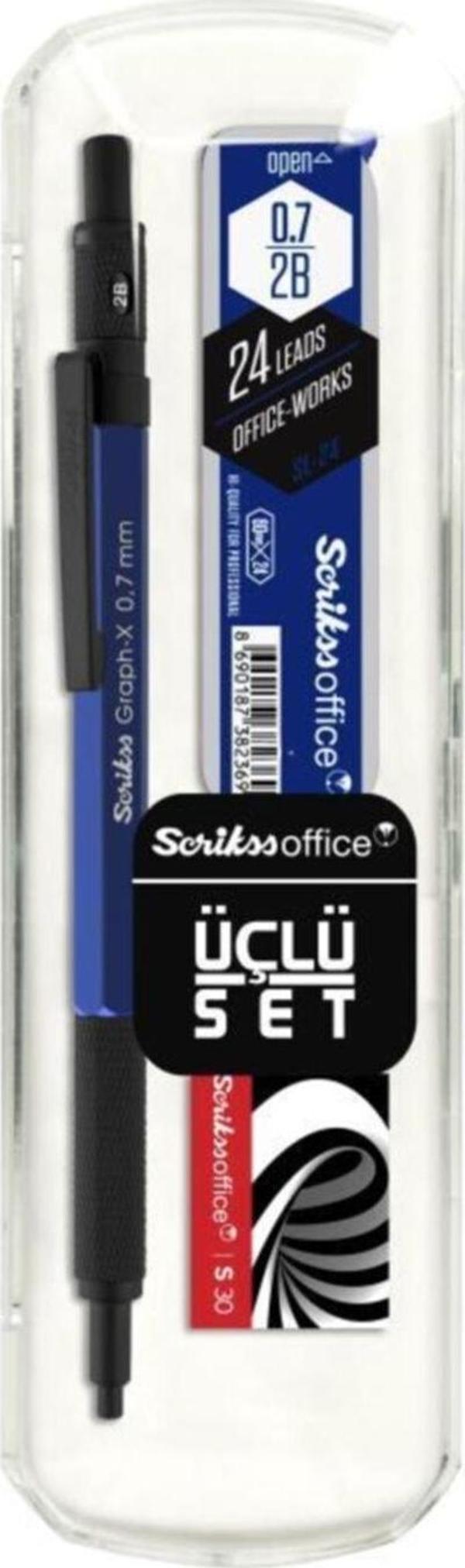 Scrikss Graph-X Metal Versatil Kalem Seti 0.7 Mm Mavi - Image 1