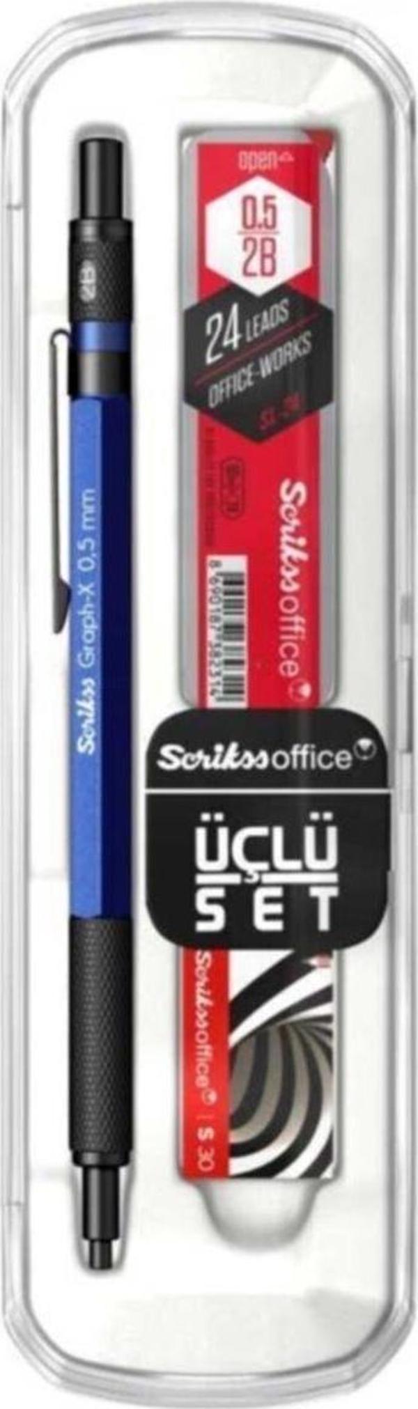 Scrikss Graph-X Metal Versatil Kalem Seti 0.5 Mm Mavi - Image 1