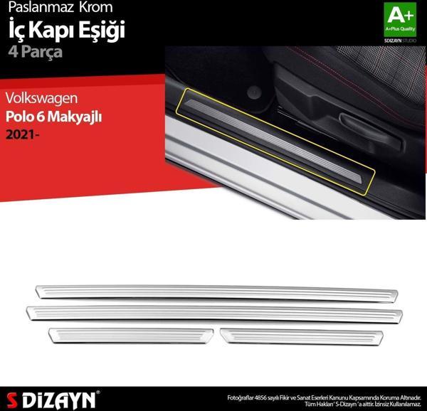 Volkswagen Polo Uyumlu 6 Hatchback Makyajlı Krom İç Kapı Eşiği 4 Parça. 2021 Üzeri Parça - Image 1