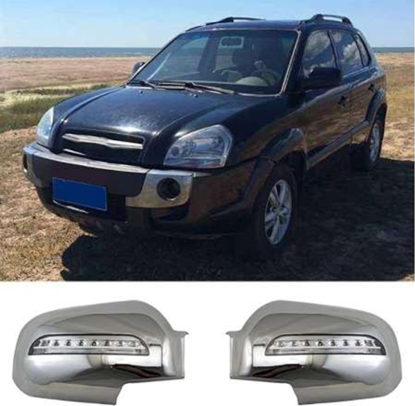 Hyundai Tucson Uyumlu 2004 2014 Ayna Kapağı ABS Krom LED Parça - Image 1