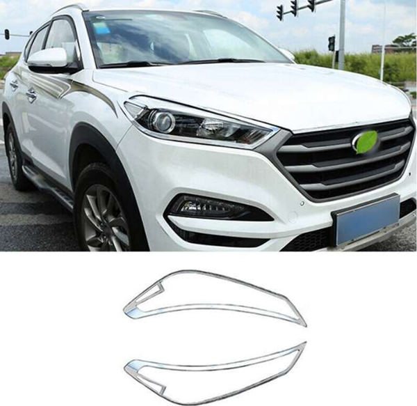 Hyundai Tucson Uyumlu 2015 2018 Ön Far Kaplama ABS Krom Parça - Image 1