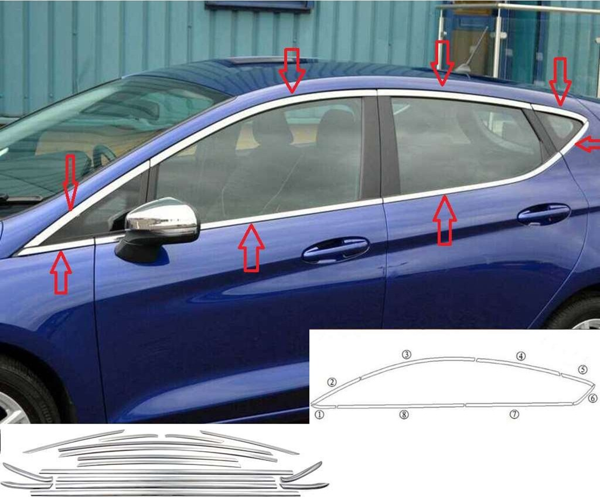 Ford Fiesta Uyumlu 2009 2017 Cam Çıtası Krom Parça - Image 1