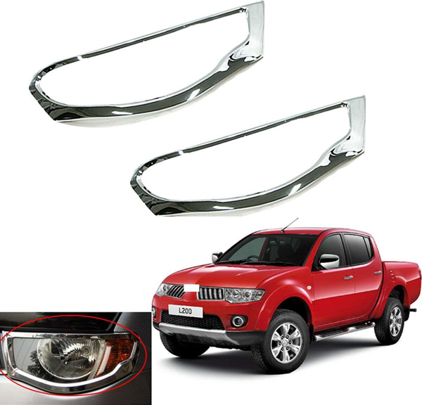Mitsubishi L200 Uyumlu 2006 2014 Ön Far Kaplama ABS Krom Parça - Image 1