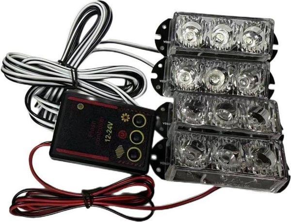 Çakar lamba 3x4 led kırmızı mavi 12-24v / LAPA534-3 - Image 1