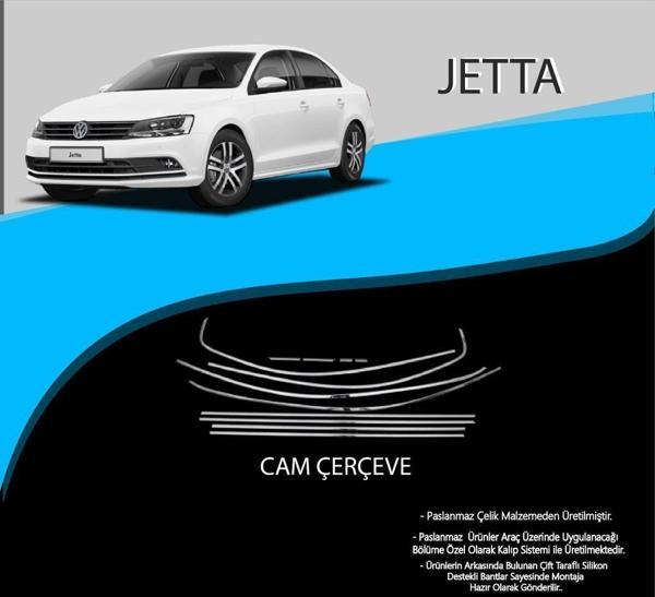 Volkswagen Jetta Uyumlu Krom Cam Çerçevesi 2014-2018 Model 12 Parça - Image 1