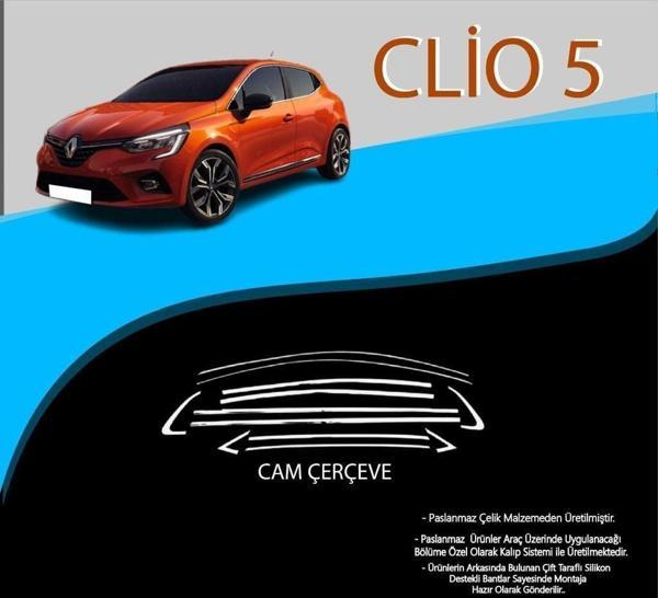 Renault Clio Uyumlu Krom Cam Çerçevesi 12 Parça 2019 Ve Üzeri Parça Clio 5 (2019+) - Image 1