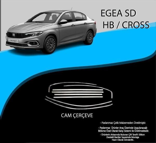 Fiat Egea Uyumlu Hatchback Krom Cam Çerçevesi 8 Parça Egea (2015+) - Image 1
