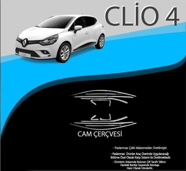 Renault Clio Uyumlu 4 Krom Cam Çerçevesi Parça Clio 4 (2012-2019) - Image 1