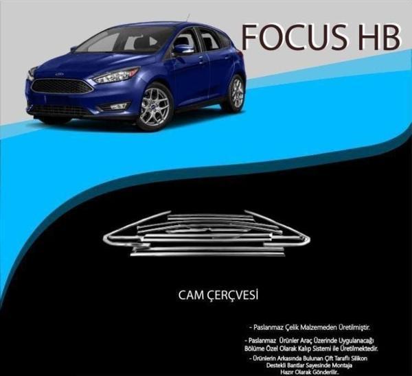 Ford Focus Uyumlu 3 Hatchback Krom Cam Çerçevesi Parça - Image 1