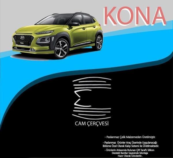 Hyundai Kona Uyumlu Krom Cam Çerçevesi 10 Parça Kona (2018+) - Image 1