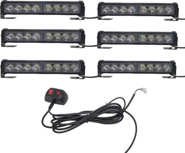 6'lı 48 led çakar lamba mavi-beyaz-kırmızı 12-30V / LAPA545 - Image 1