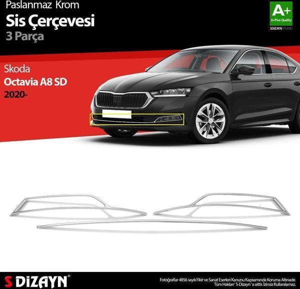 Skoda Octavia Uyumlu A8 Krom Sis Çerçevesi 3 Parça. 2020 Üzeri Parça - Image 1