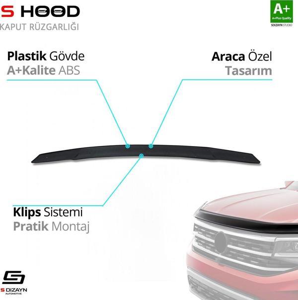 kswagen Tiguan Uyumlu ABS Plastik Kaput Rüzgarlığı 2016 Üzeri A+Kalite Parça - Image 1