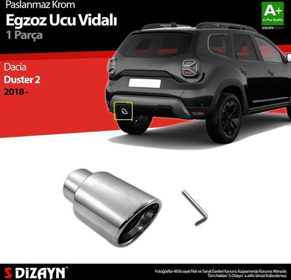 Dacia Duster Uyumlu 2 Krom Egzoz Ucu Vidalı 2018 Ve Üzeri Parça - Image 1