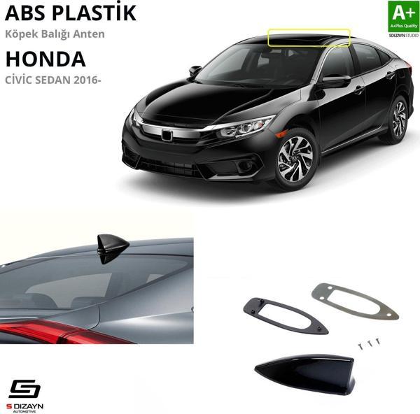 S-Dizayn Honda Civic FC5 ABS Plastik Köpek Balığı Anten Parlak Siyah 2016-2021 A+Kalite - Image 1