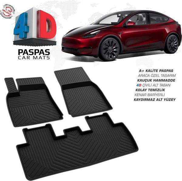 Tesla Model Y 4D Araca Özel Havuzlu Kauçuk Paspas 2020 Üzeri - Image 1