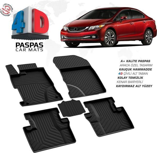 Honda Civic SD 4D Araca Özel Havuzlu Kauçuk Paspas 2012-2016 - Image 1