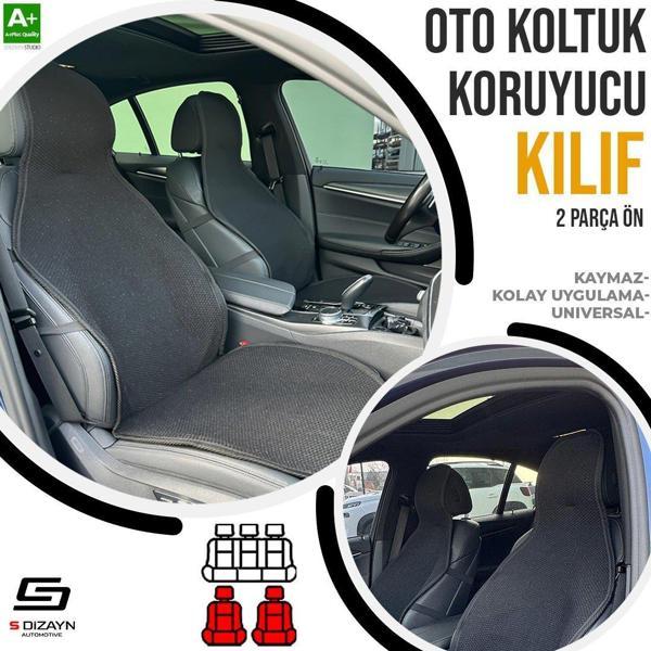 S-Dizayn Oto Koltuk Koruyucu Kılıf Siyah Universal 2 Parça Ön A+ Kalite - Image 1