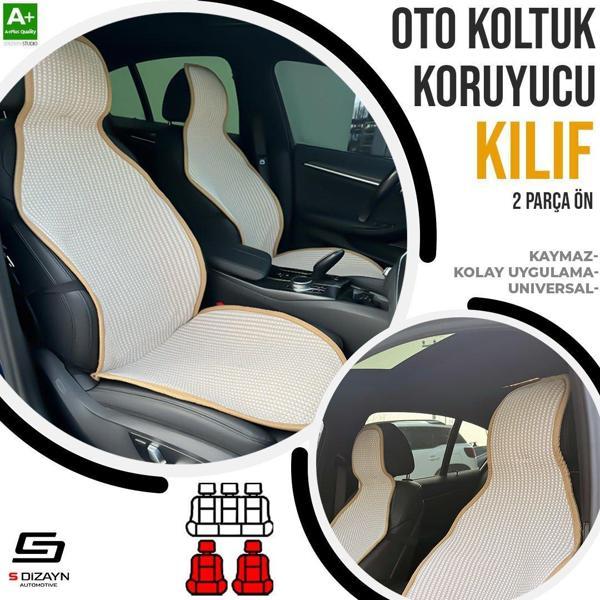 S-Dizayn Oto Koltuk Koruyucu Kılıf Krem Universal 2 Parça Ön A+ Kalite - Image 1