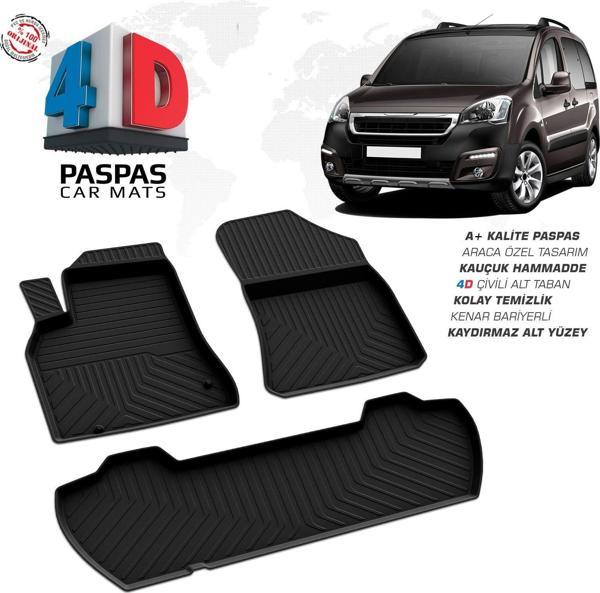 Peugeot Partner Tepee 4D Araca Özel Havuzlu Kauçuk Paspas 2008-2018 110 HP - Image 1