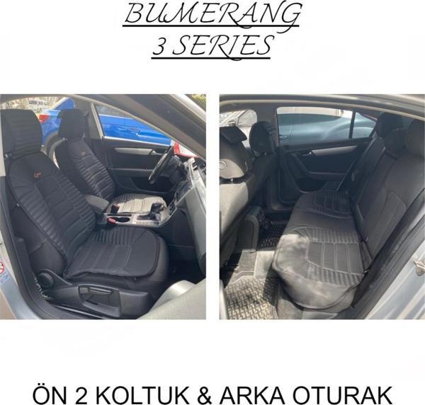 
Chevrolet Aveo Lüx Oto Koltuk Minderi Ön Arka Oturak 3'lü Set Bumerang Serisi SİYAH - Image 1