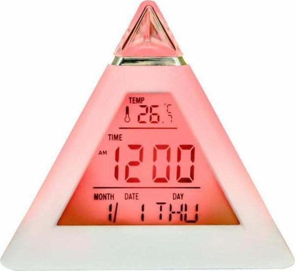 Upway 7 Renkli Piramit Şekilli Dijital Led Çalar Saat Alarm Termometre Masa Saati - Image 1