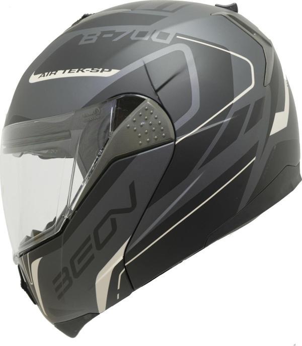 Beon B700 Air Tek Çene Açılır Vizörlü Motosiklet Kaskı Siyah - Image 1